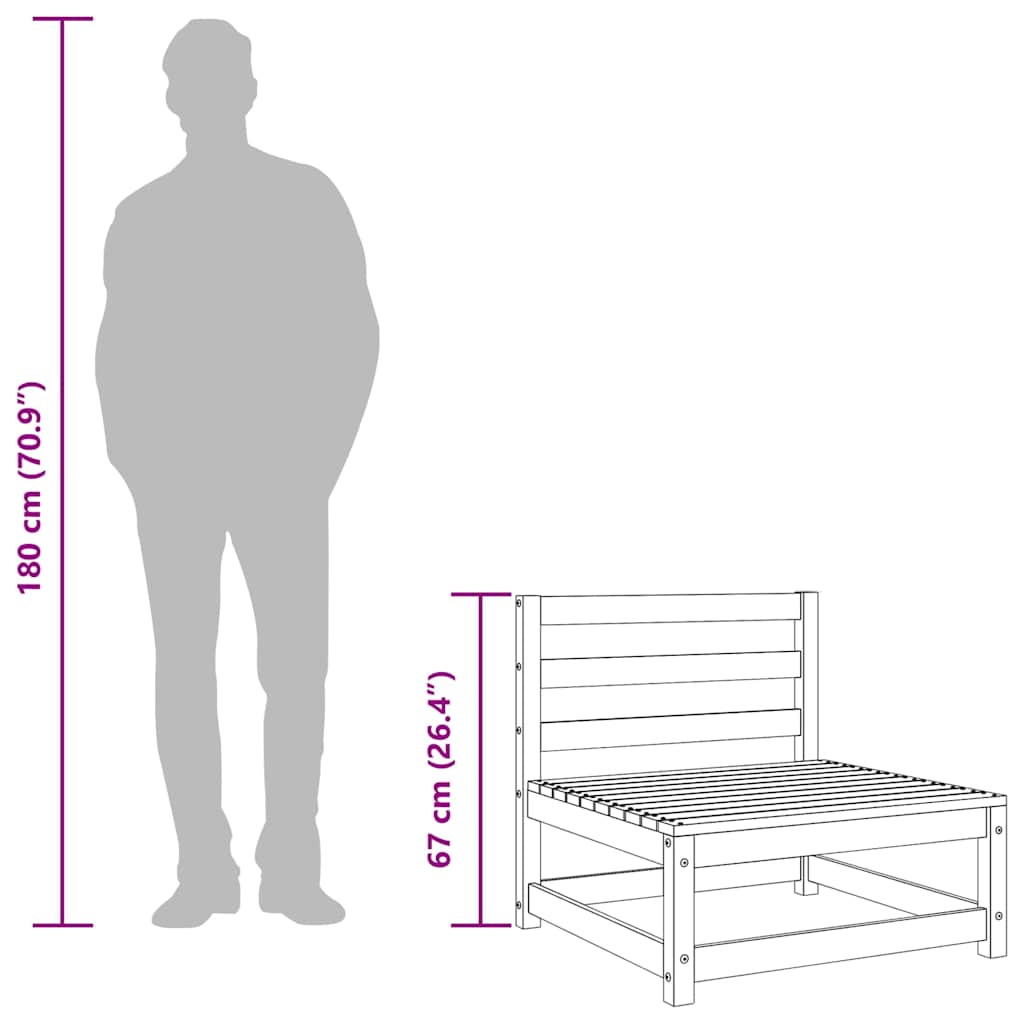 Garden Sofas Armless 2 pcs White 70x70x67 cm Solid Wood Pine